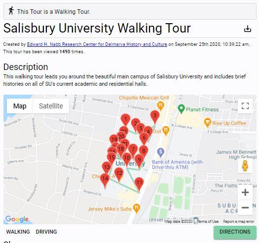 Screenshot showing the walking tour