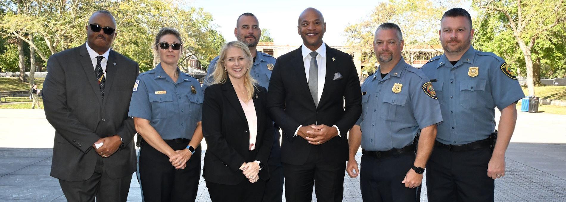 Police admin and staff with President Lepre