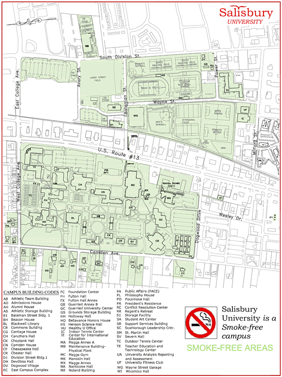 Salisbury University smoke-free areas